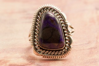 Artie Yellowhorse Genuine Sugilite Sterling Silver Native American Ring